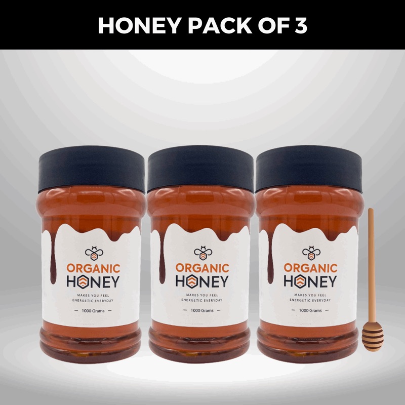 Pure Raw Organic Honey – 3 KG Family Pack (3 Jars)